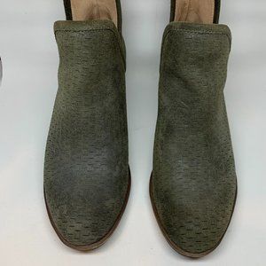 Lucky Brand Dark Olive Suede Booties Size 7